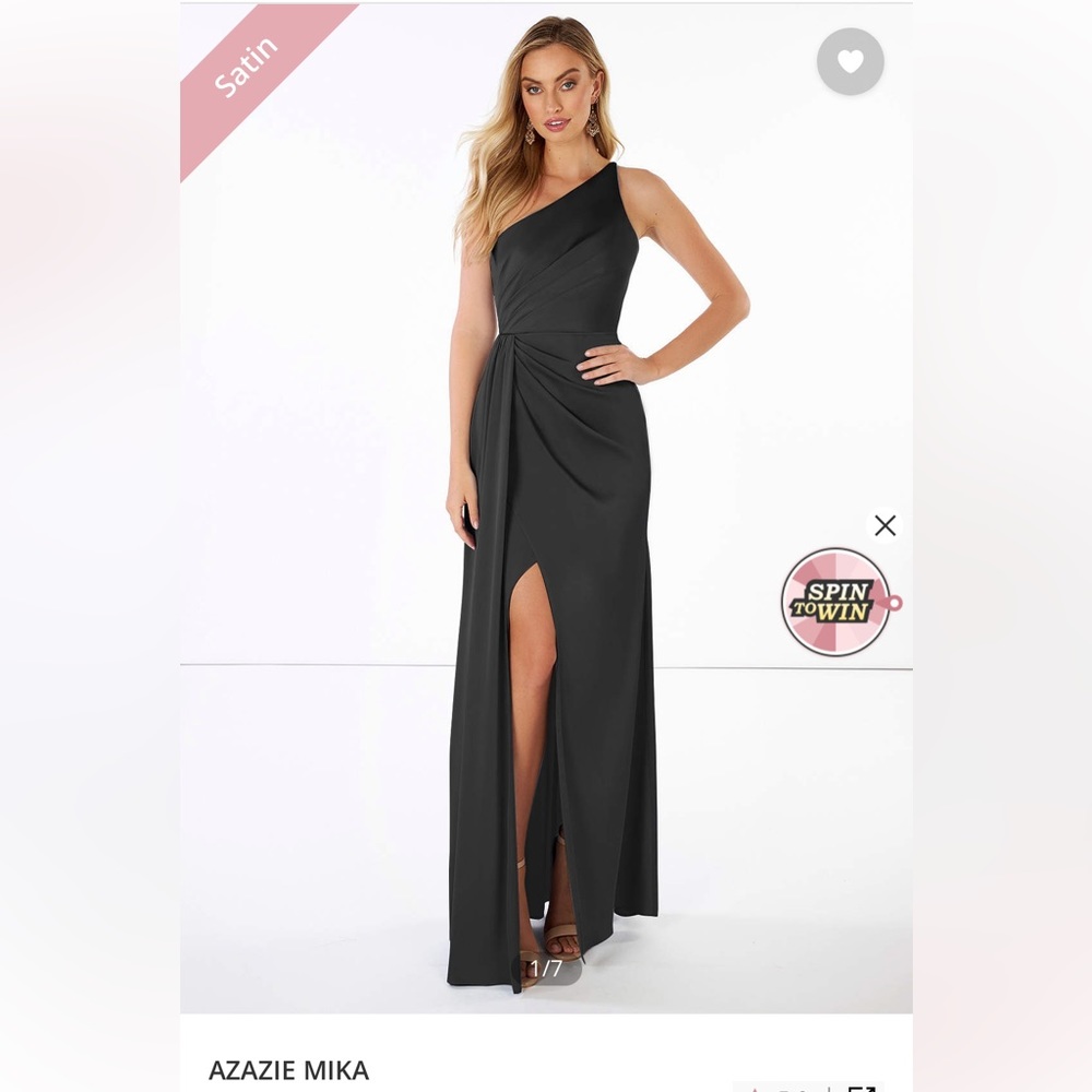 Azazie Mika one shoulder satin Bridesmaid dress
